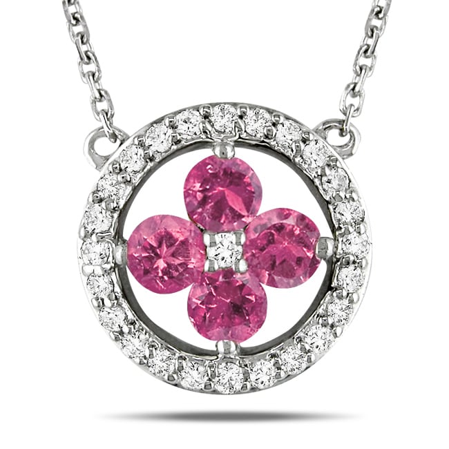 Miadora 14k White Gold 1/2ct TDW Pink and White Diamond Necklace (H I