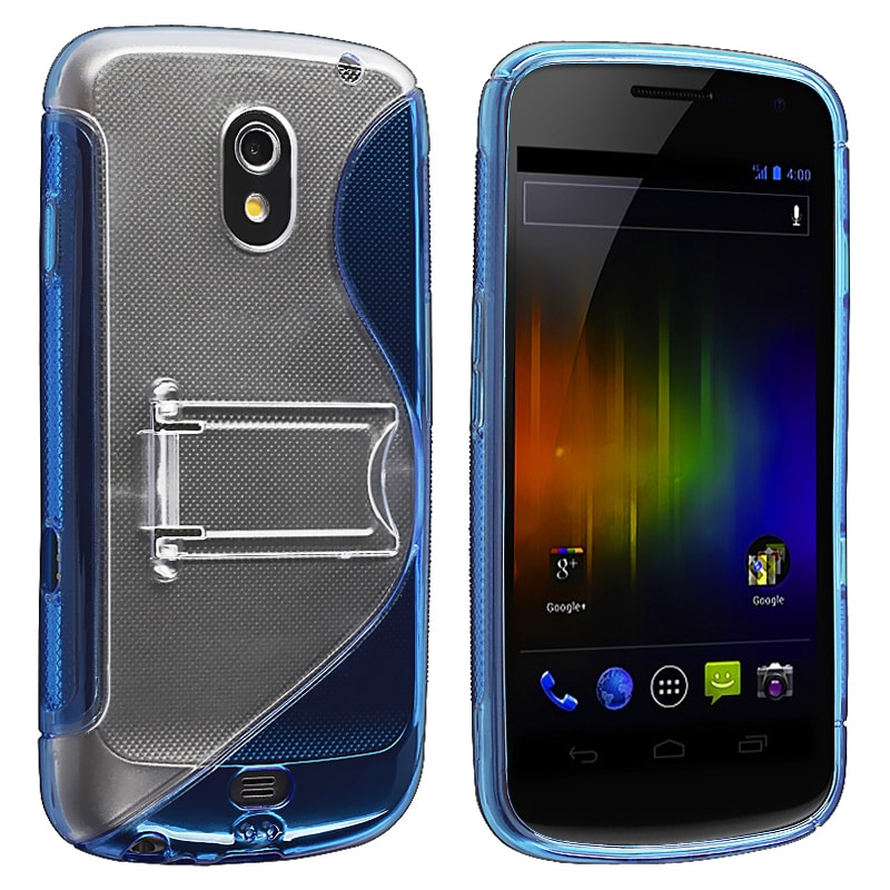 Blue S Shape TPU Rubber Case with Stand for Samsung Galaxy Nexus i9250