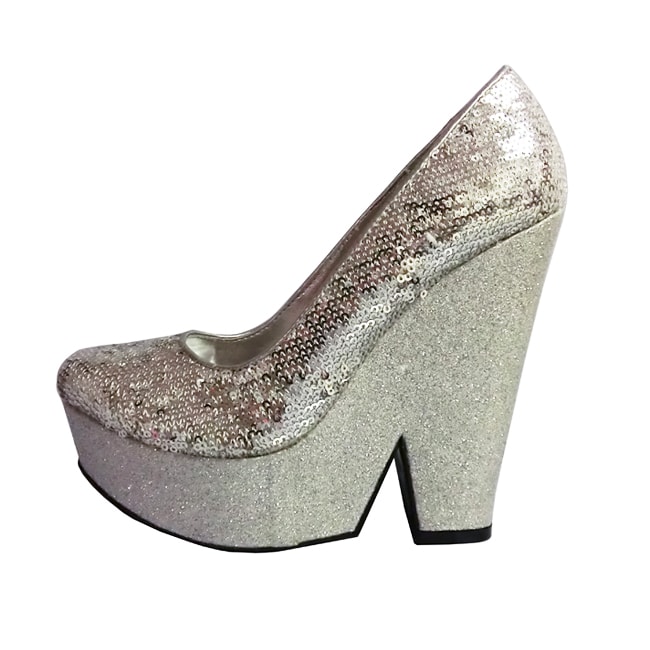 Fahrenheit Womens Gemma 01 Silver Wedge Platforms Today $27.99 4.7