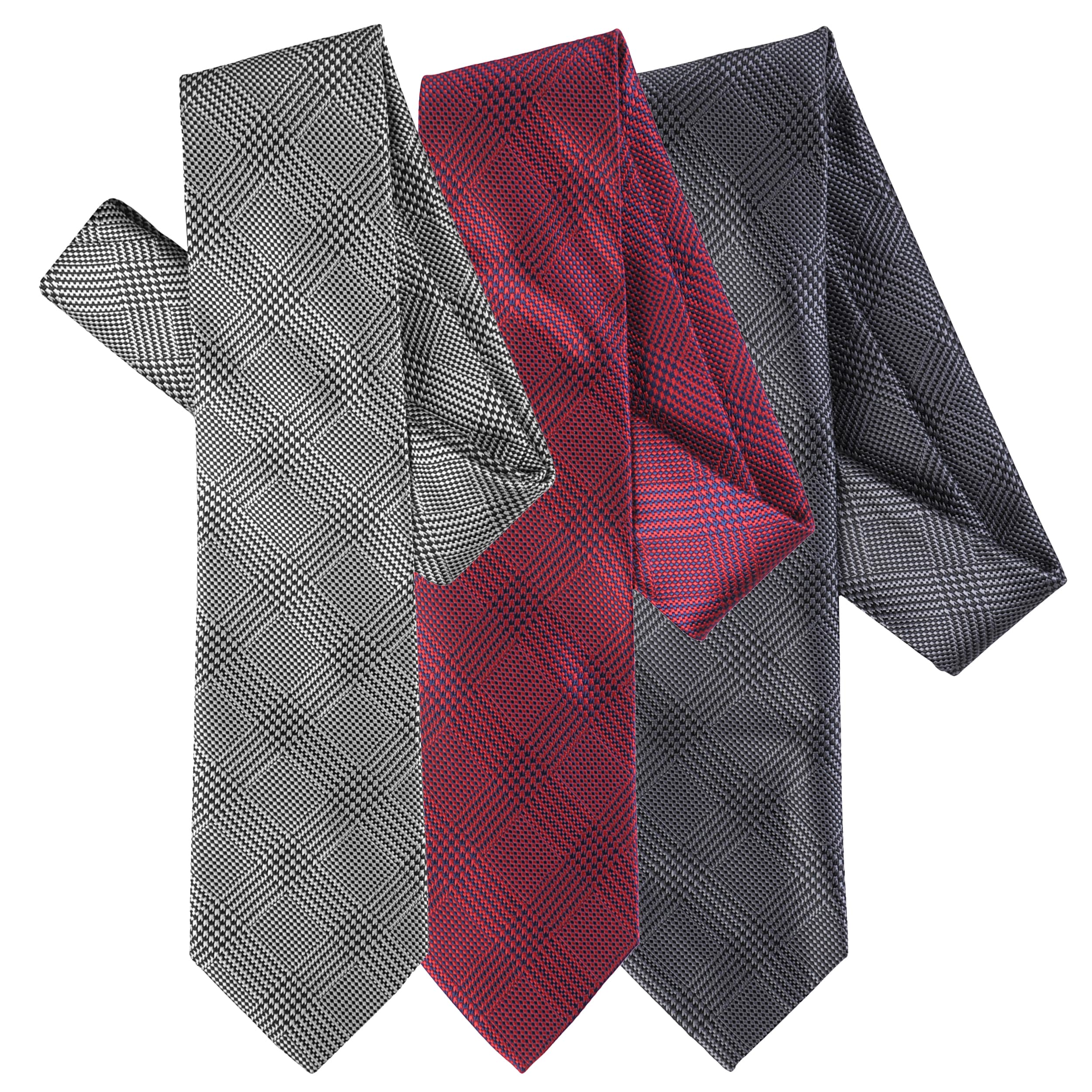 Boston Traveler Mens Window Pane Microfiber Tie and Hanky Set