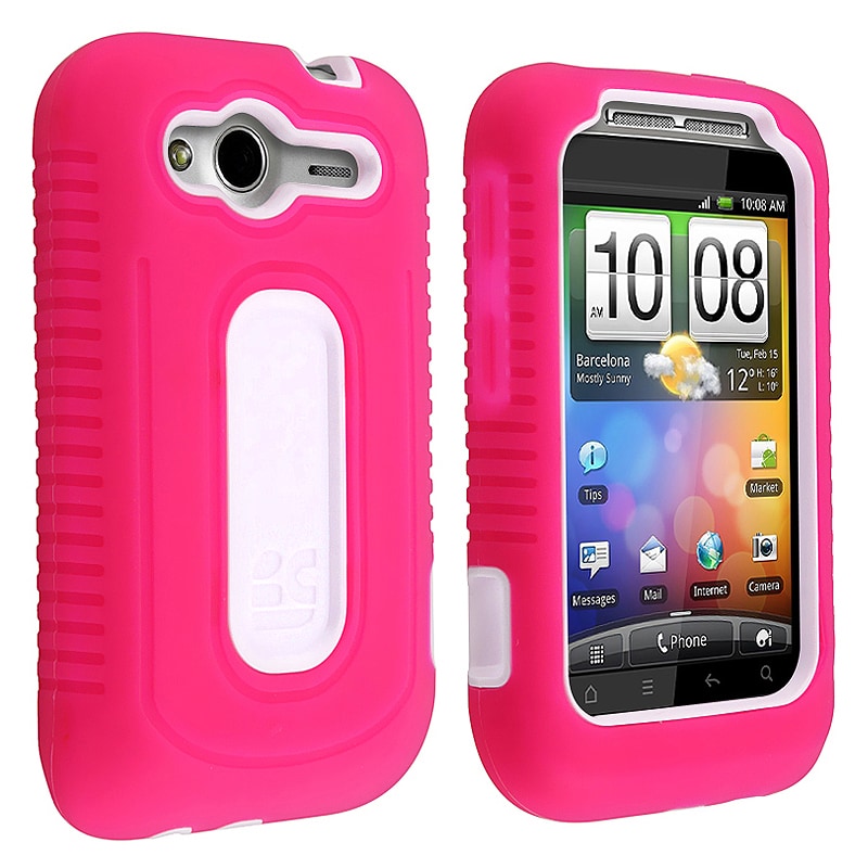 Pink/ White Duo Shield Case for HTC Wildfire S