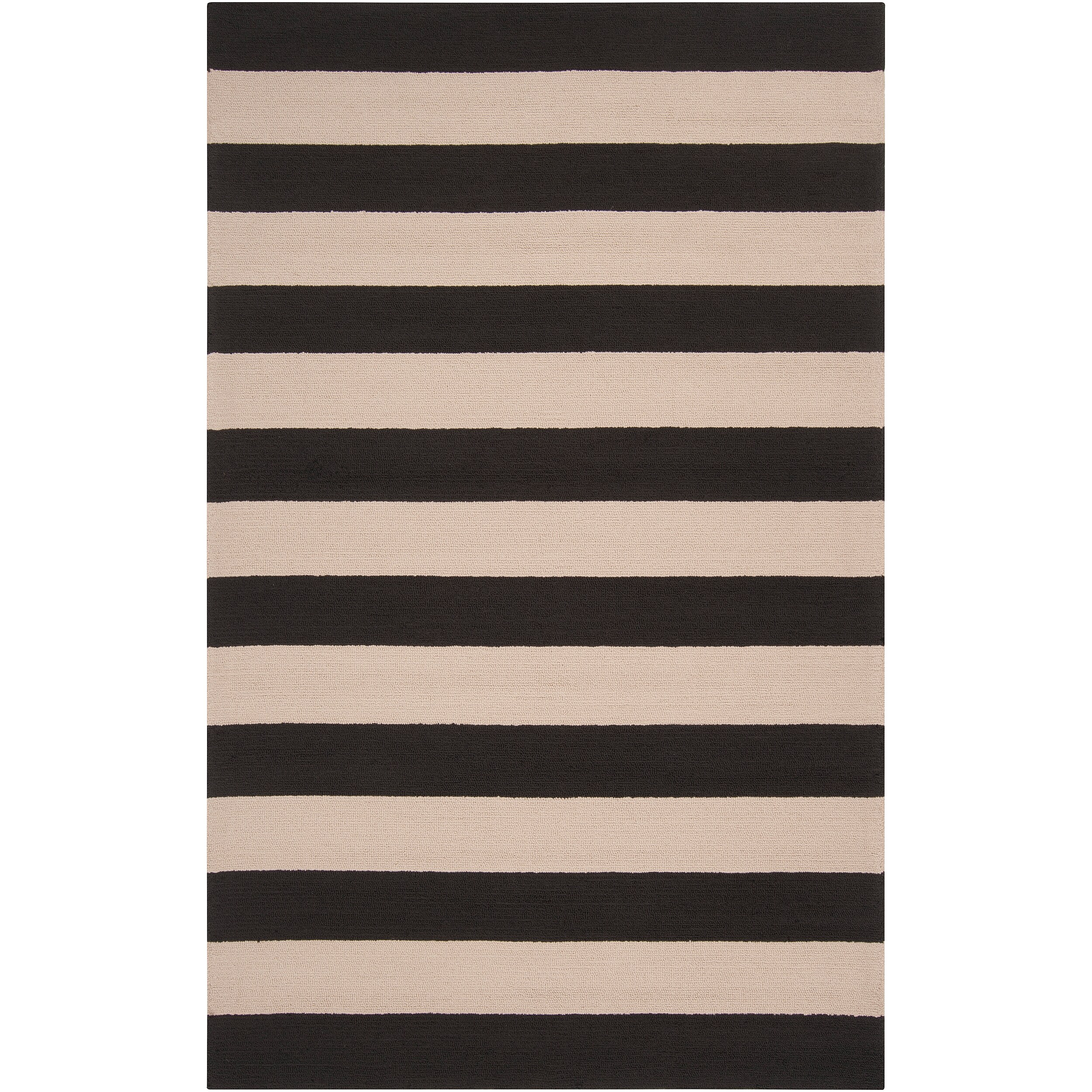 Hand-hooked Brown Snaring Indoor/Outdoor Stripe Area Rug - 9' x 12'