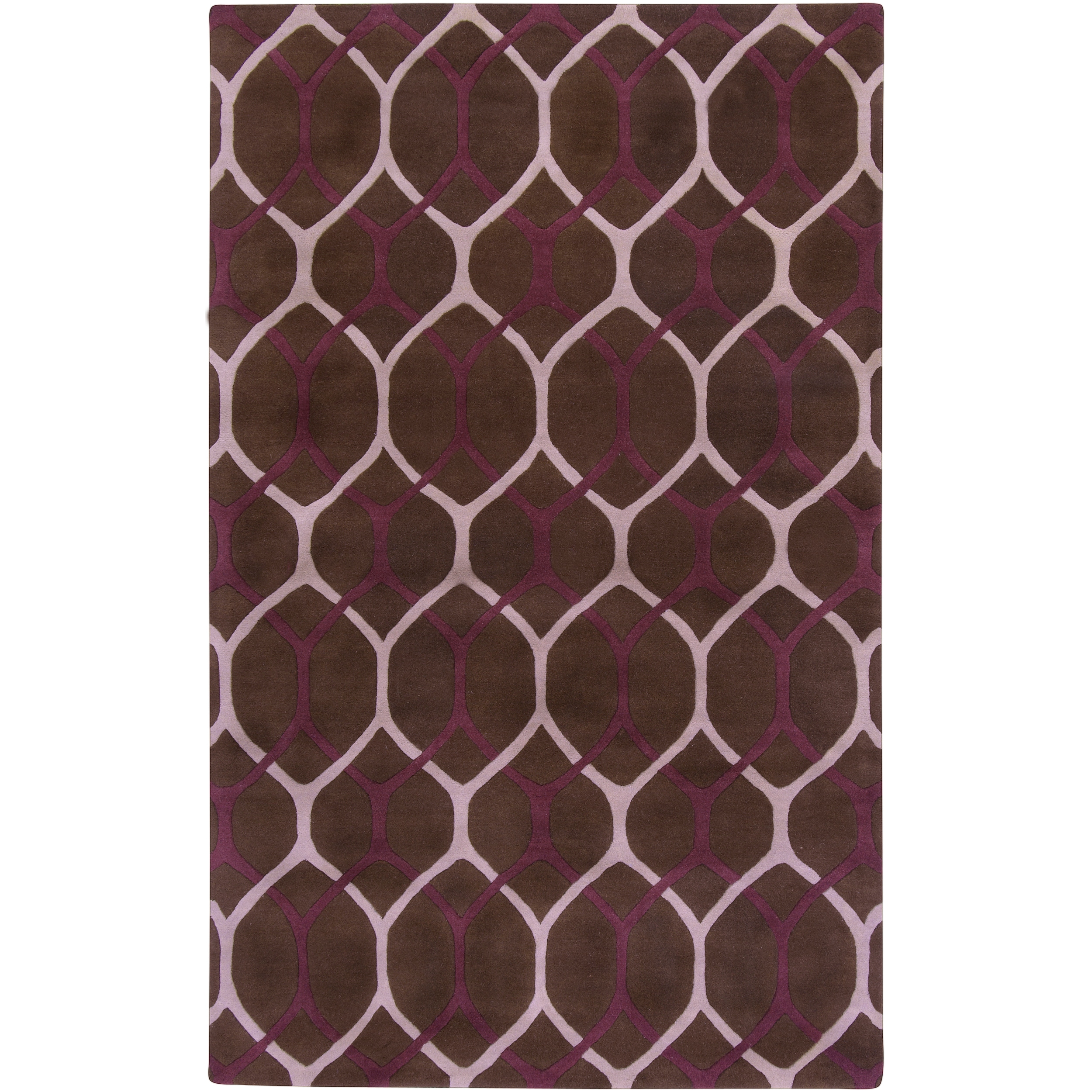 B. Smith Hand tufted Contemporary Brown/Purple Kerauno New Zealand Wool Abstract Rug (3'3 x 5'3) Surya 3x5   4x6 Rugs