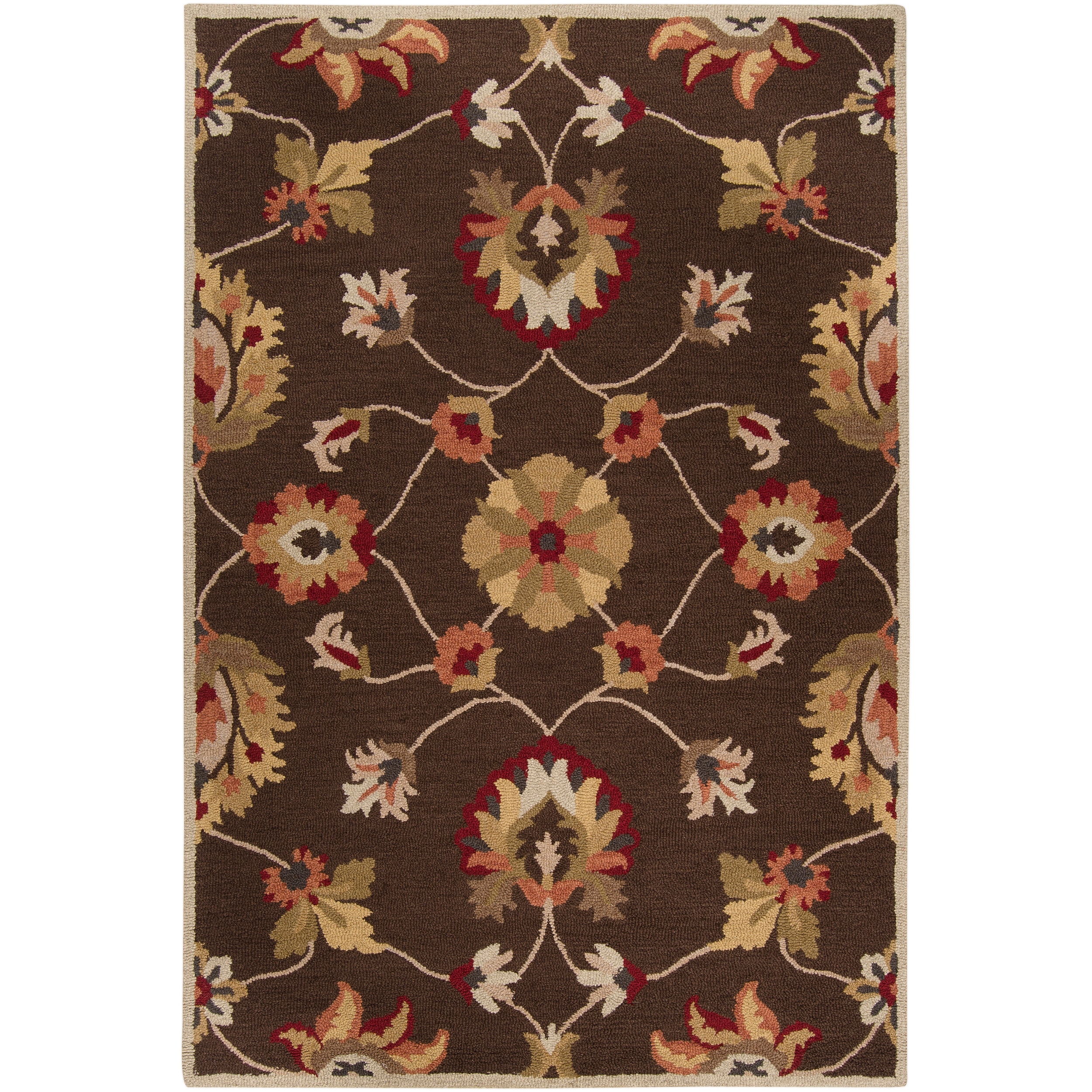 Hand tufted Brown Thyme Wool Rug (3'3 x 5'3) Surya 3x5   4x6 Rugs