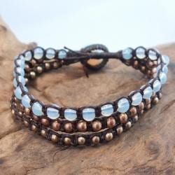 Moonstone Brass Beads Chic Medley 3 strand Bracelet (Thailand