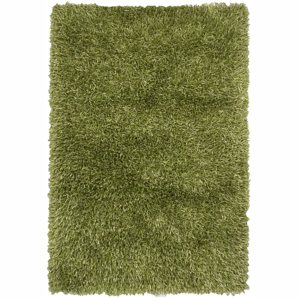 Hand-woven Mandara Green Shag Rug (5' x 7'6)