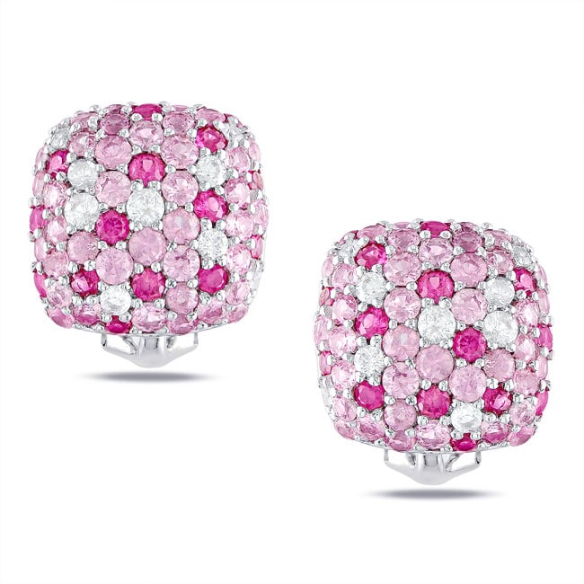 Miadora Sterling Silver 4ct TGW Pink and White Sapphire Earrings Miadora Gemstone Earrings