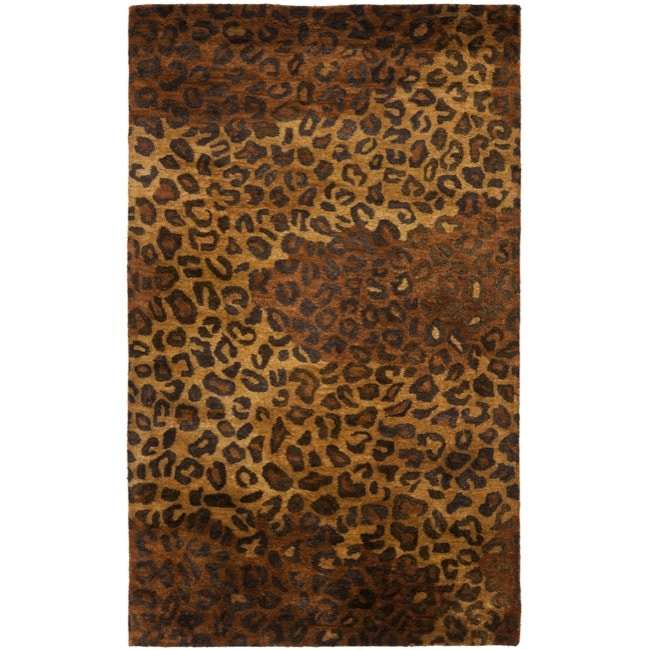 Handmade Leopard Gold/ Rust Hand spun Wool Rug (3 x 5)