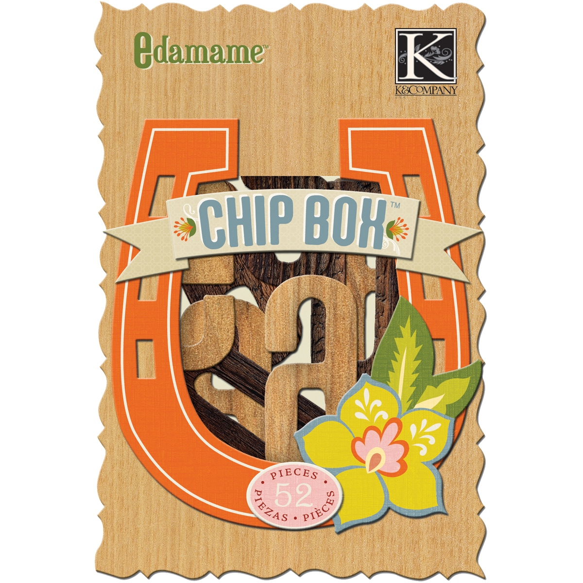 Edamame Alphabet Chipbox K & Company Chipboard