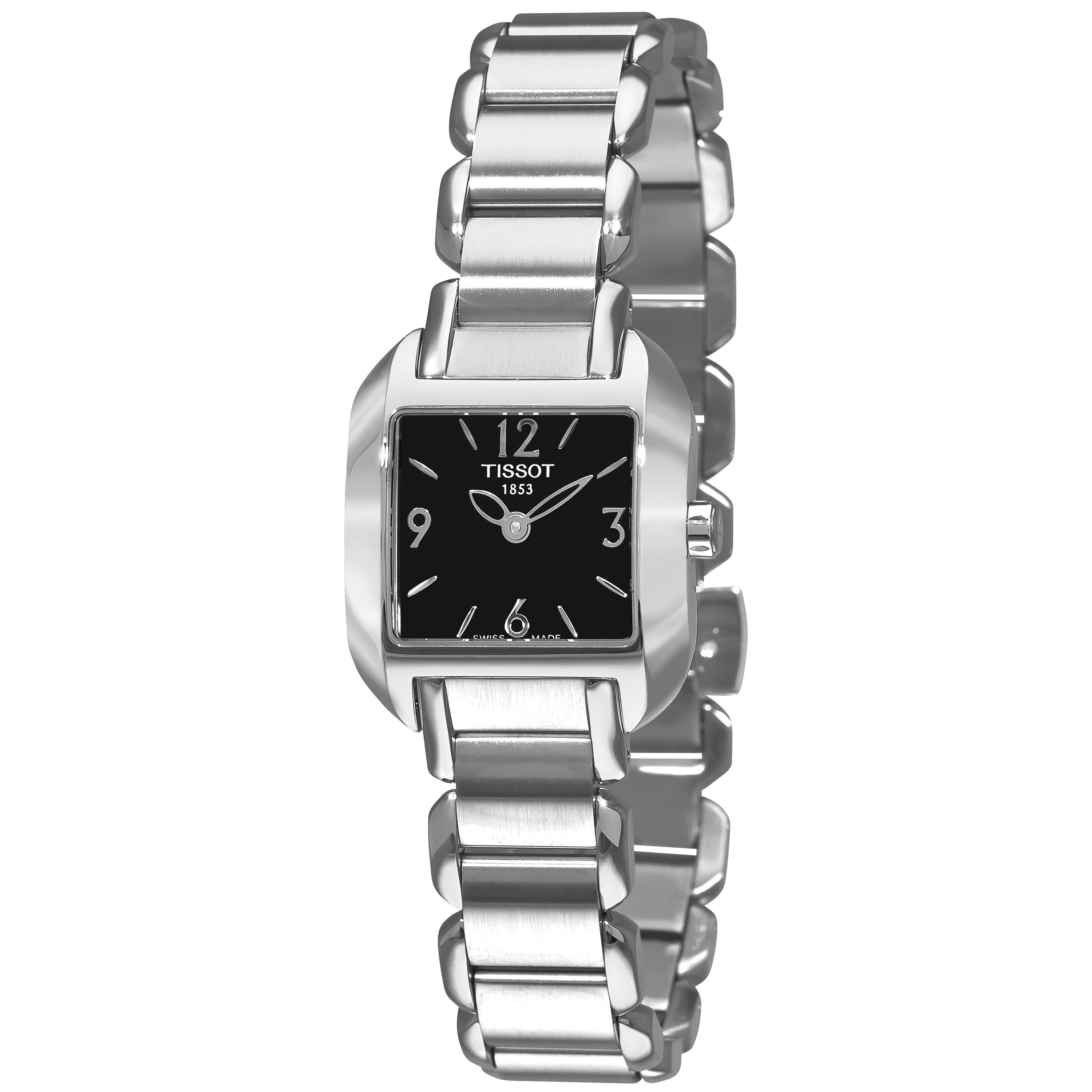 Tissot Womens T Trend T Wave Stainless Steel Black Face Watch