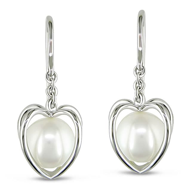 Miadora 14k White Gold Freshwater Pearl Hook Earrings (8 8.5 mm) Miadora Pearl Earrings