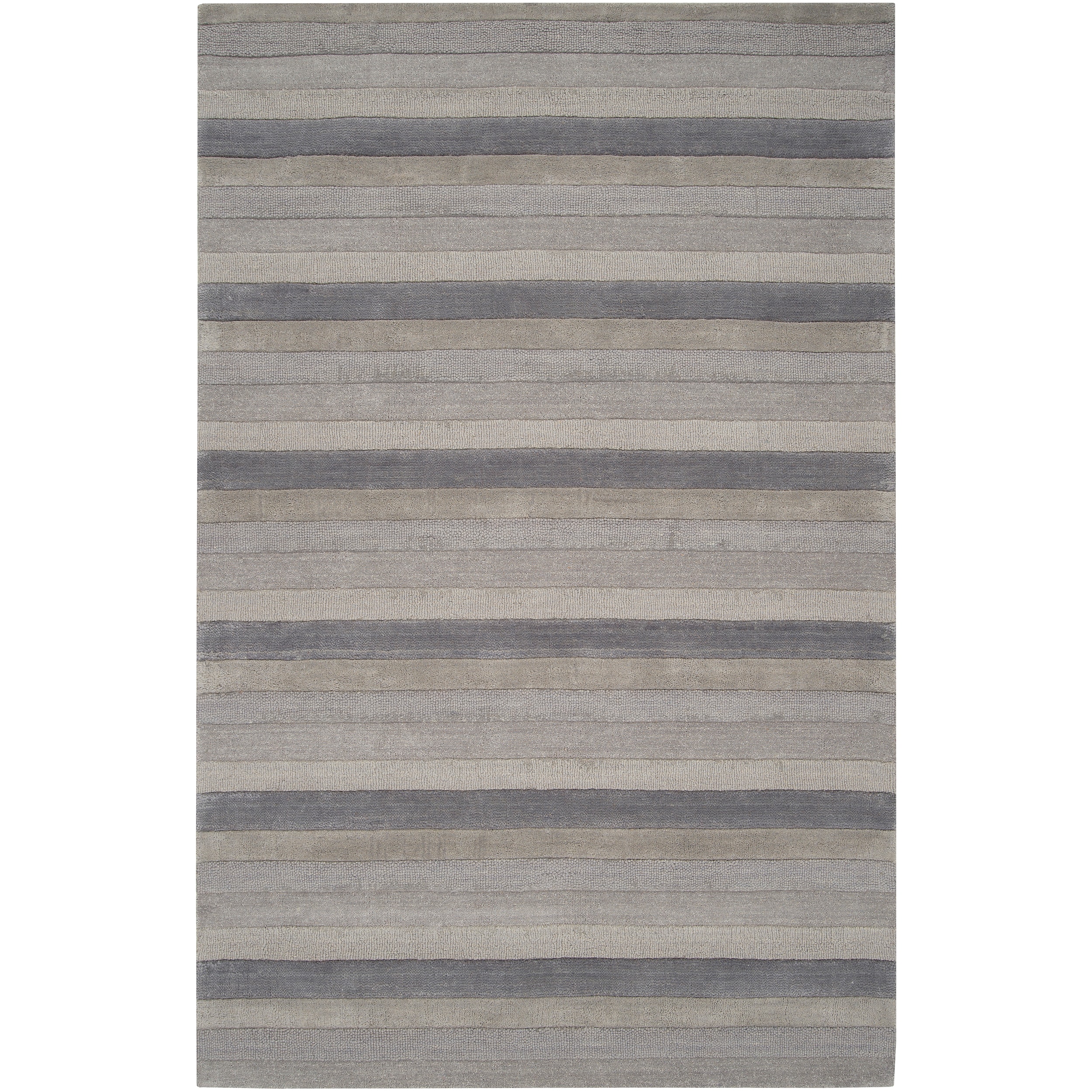 Hand crafted Grey Stripe Casual Mystique Wool Rug (5' x 8') Surya 5x8   6x9 Rugs