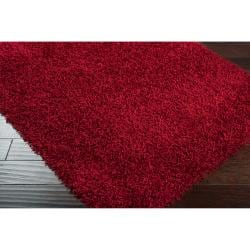 Expertly Woven Red Mounted Super Soft Shag Rug (9' x 12') Surya 7x9   10x14 Rugs