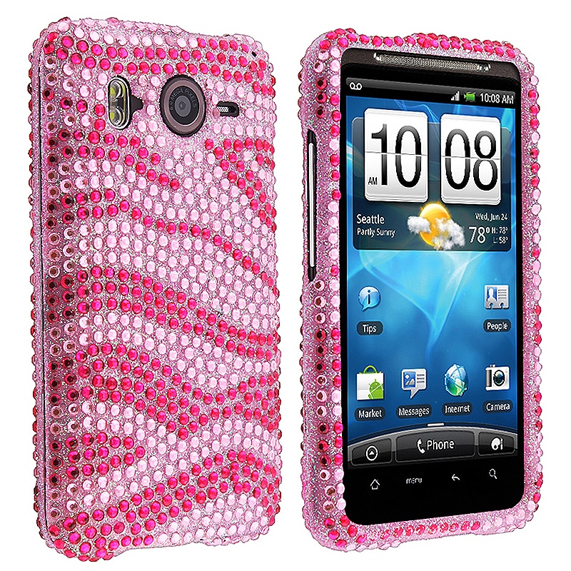 Pink Zebra Diamond Snap on Case for HTC Inspire 4G/ Desire HD