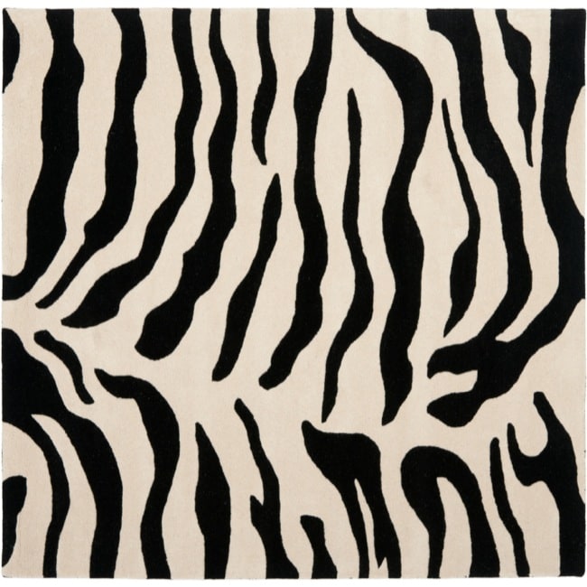 Handmade Soho Zebra Beige/ Black New Zealand Wool Rug (6 Square) MSRP