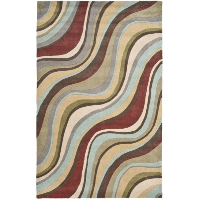 Handmade Soho Waves New Zealand Wool Rug (36 X 56)