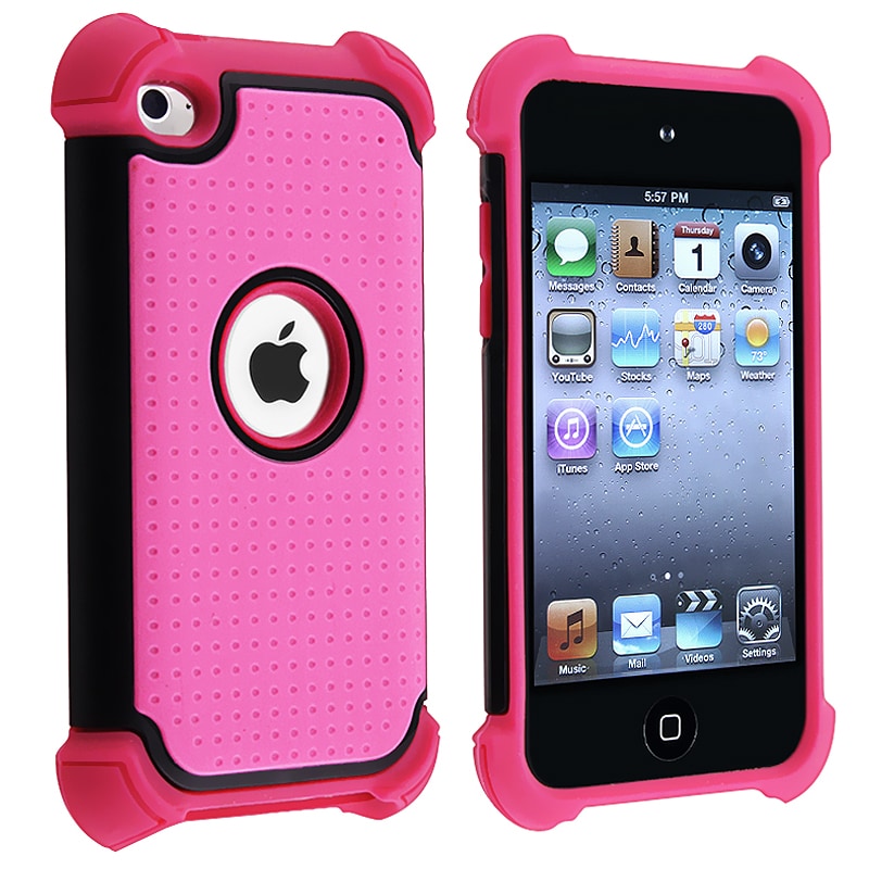 Pink/ Black Hybrid Armor Case for Apple iPod touch 4th Generation