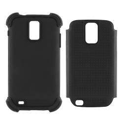 Black/ Black Hybrid Armor Case for Samsung Galaxy S II T Mobile T989