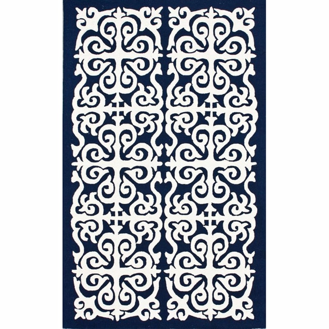 Nuloom Handmade Marrakesh Fez Navy Wool Rug (76 X 96) (NavyPattern AbstractTip We recommend the use of a non skid pad to keep the rug in place on smooth surfaces.All rug sizes are approximate. Due to the difference of monitor colors, some rug colors may