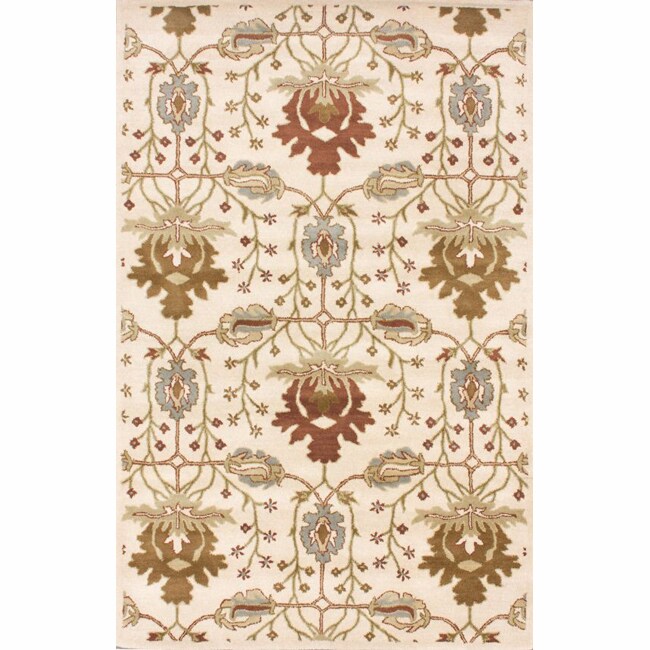 nuLOOM Handmade Mona Arts and Crafts Ivory Wool Rug (5' x 8')