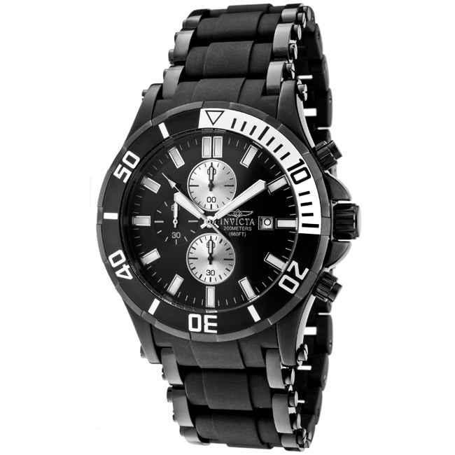 Invicta Mens Sea Spider Black Rubber/ Black Ion plated SS Watch