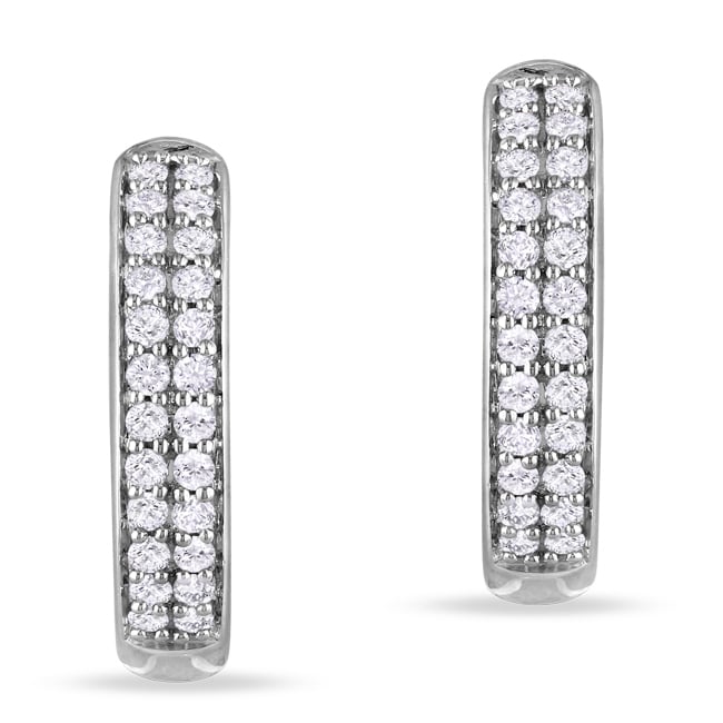 Miadora 10k White Gold 1/4ct TDW Diamond Cuff Earrings (H I, I1 I2) Miadora Diamond Earrings