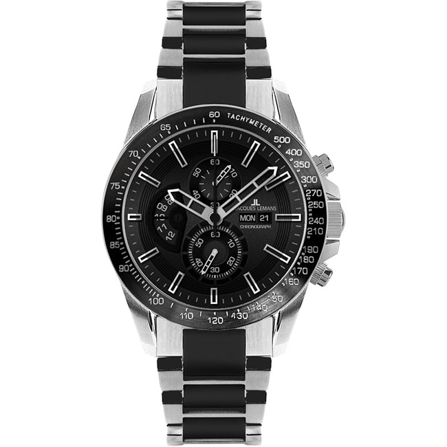 Jacques Lemans Mens Liverpool SS/ Black High Tech Ceramic Watch