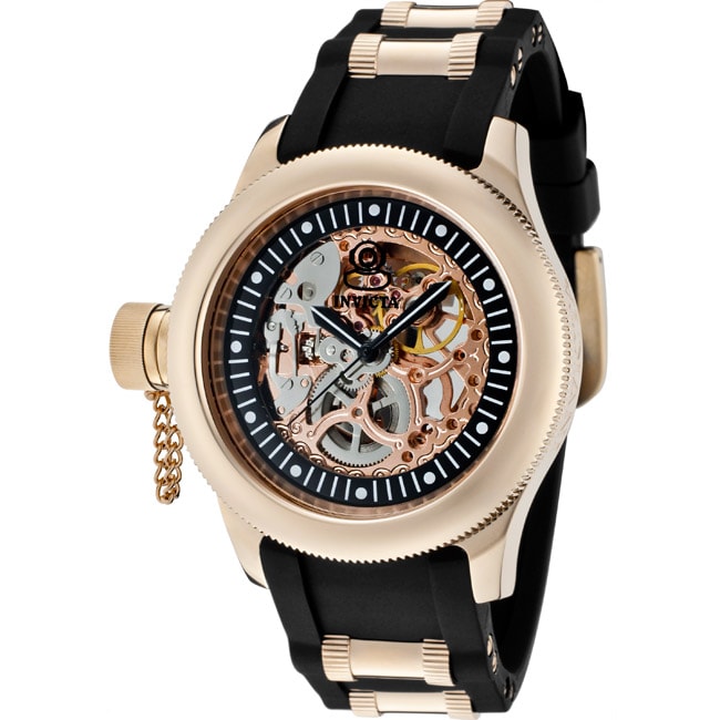 Invicta Womens Russian Diver Black Polyurethane Watch