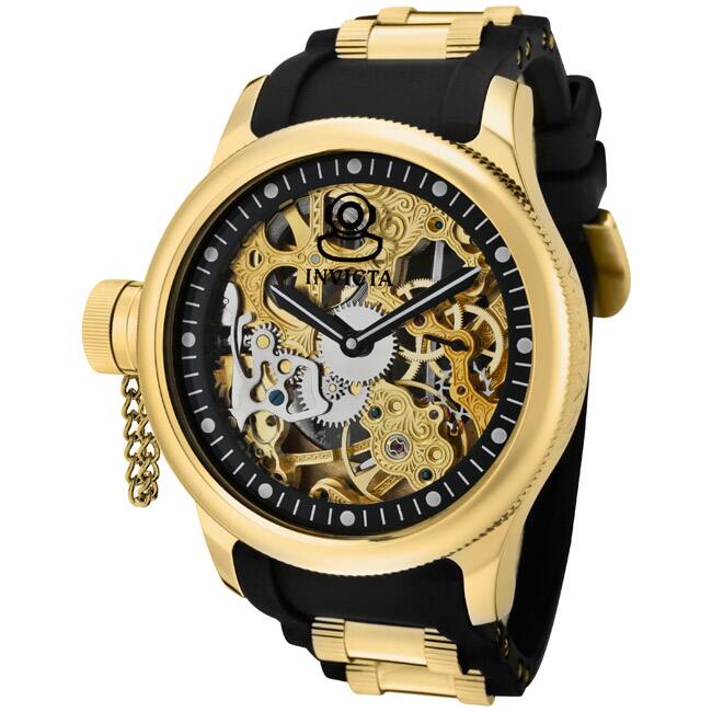 Invicta Men's 'Russian Diver' Black Polyurethane Watch