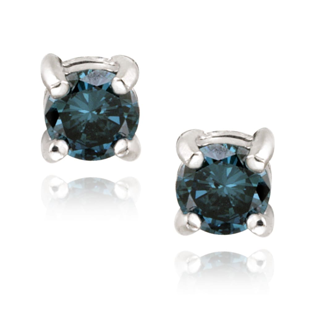 DB Designs Sterling Silver 1/2ct TDW Blue Diamond Stud Earrings Today