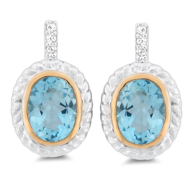 Meredith Leigh Sterling Silver and 14k Gold Blue/ White Topaz Earrings