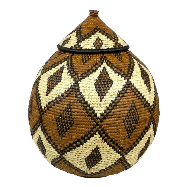 One of a Kind Ukhamba Beer Basket (South Africa) Global Crafts Baskets & Bowls