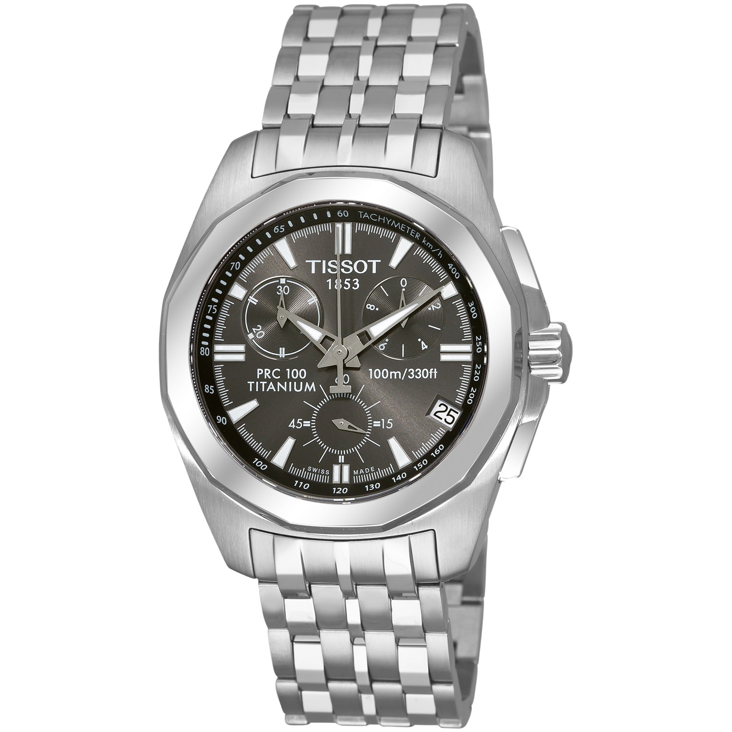 Tissot Men's 'PRC 100' Grey Dial Titanium Chronograph Watch - 14126901 ...