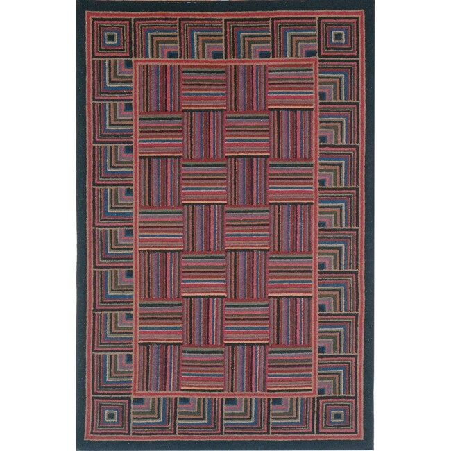 Safavieh Hand-hooked Squares Wool Rug (7'6 x 9'9) - 7'9 x 9'9
