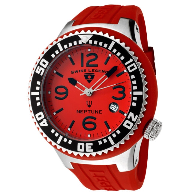 Swiss Legend Mens Neptune Red Silicone Watch  