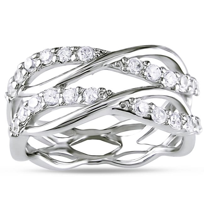 Sterling Silver Cubic Zirconia Criss cross Ring (1 1/5ct TGW) Miadora Cubic Zirconia Rings