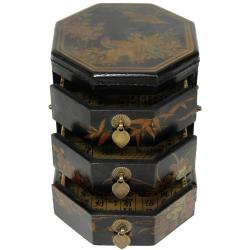 Black Lacquer Hexagon Jewely Box (China)