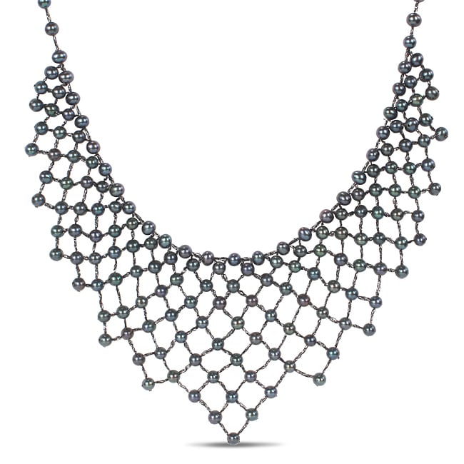 Miadora Sterling Silver Peacock FW Pearl 20 inch Necklace (5 5.5 mm) Miadora Pearl Necklaces