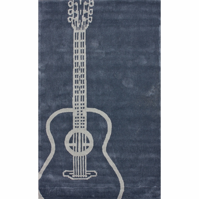 Handmade Luna Guitar Grey Rug (5 x 8)