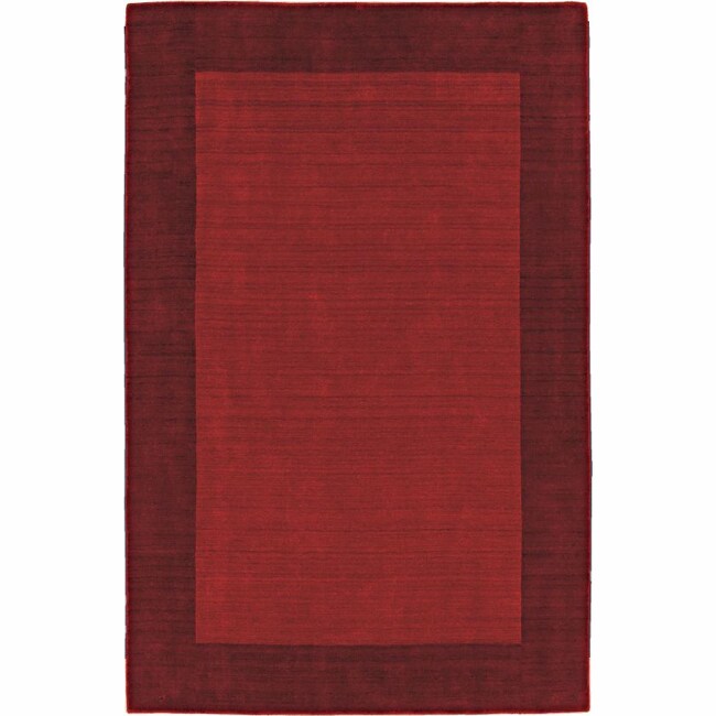 Handmade Alexa Zen Solid Border Red Wool Rug (83 X 11)