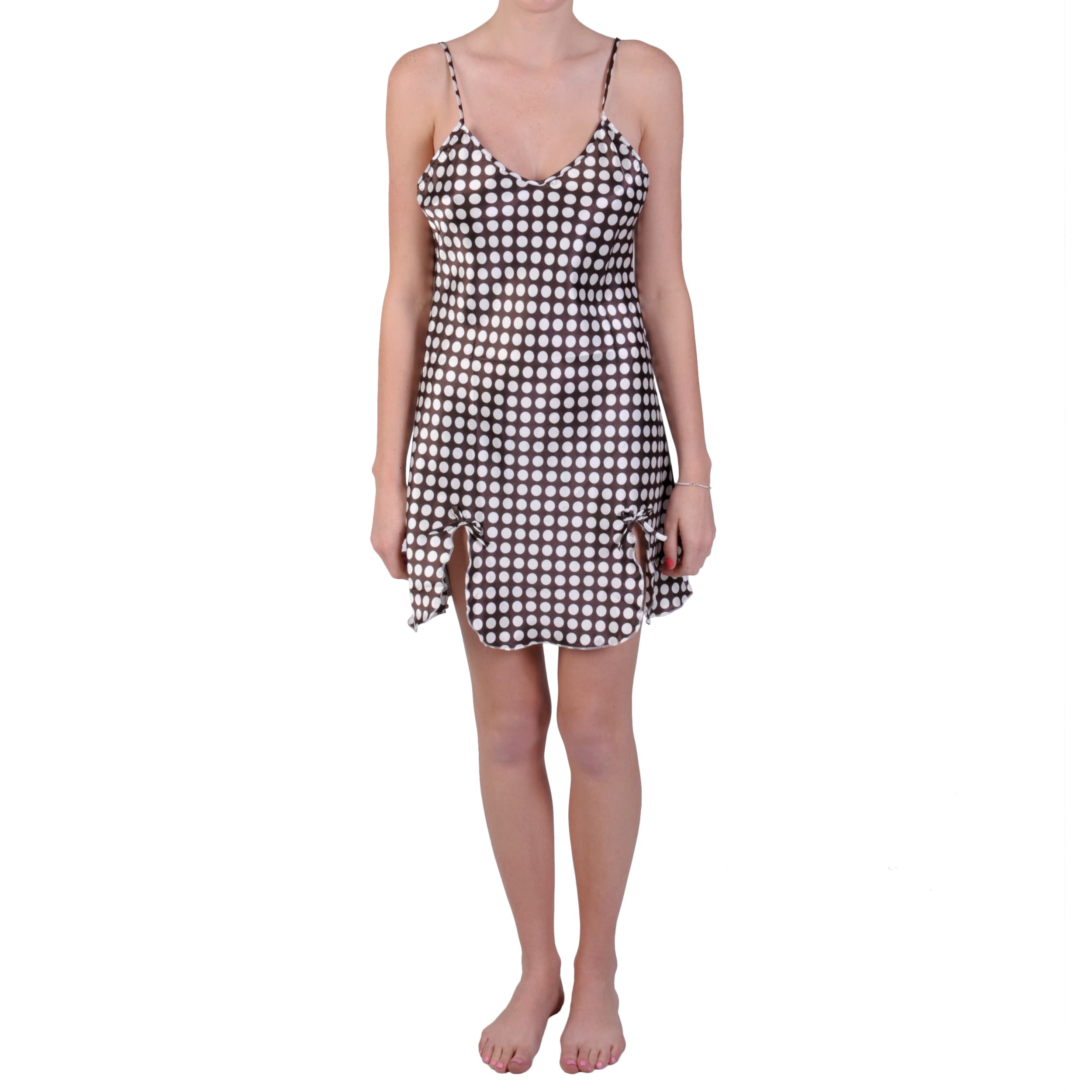 Hailey Jeans Co. Womens Large Polka dot Print Satin Chemise Nightie 