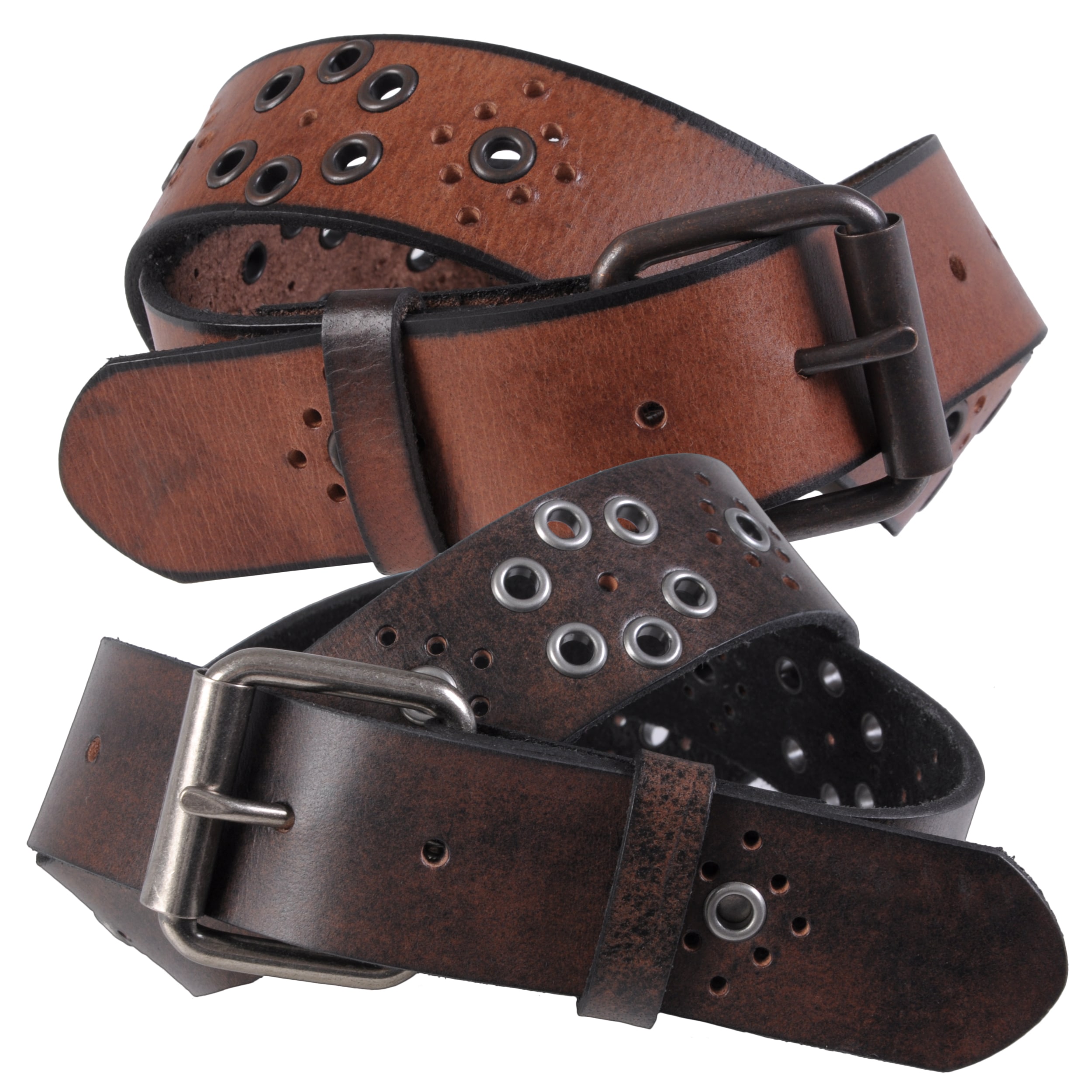 Journee Collection Women's Grommet Detail Genuine Leather Belt Free