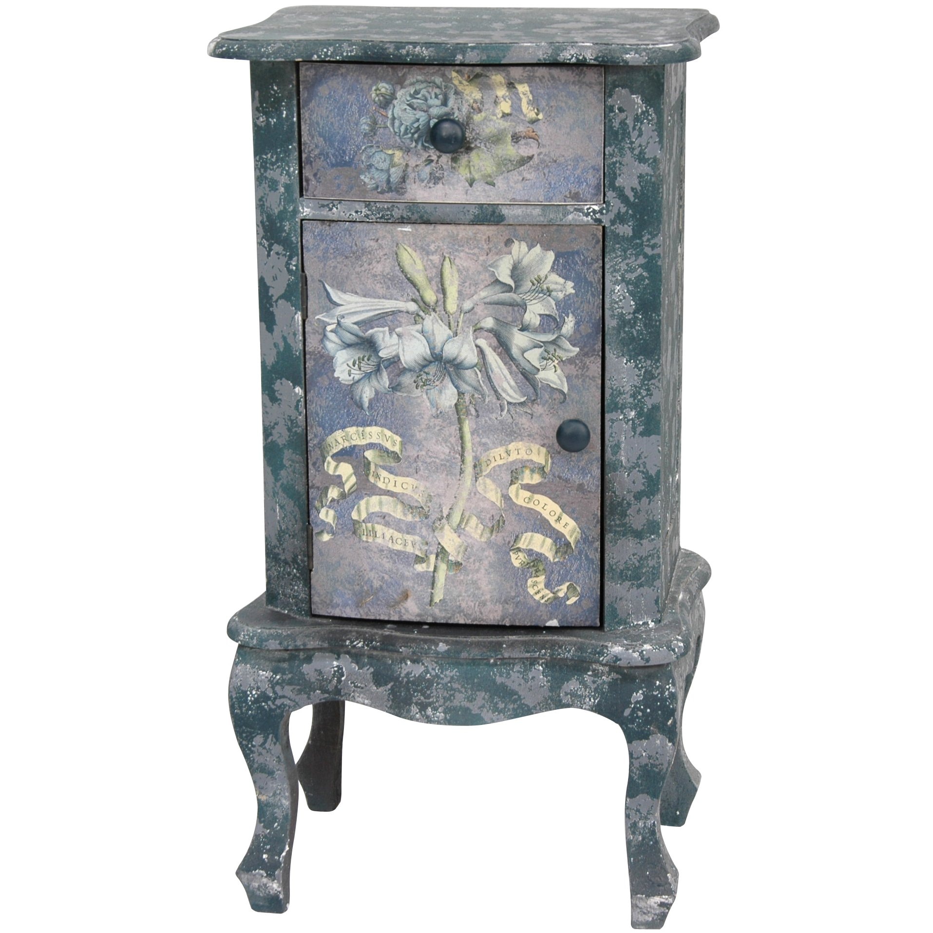 Shop Rustic Blue Floral End Table (China) Free Shipping Today