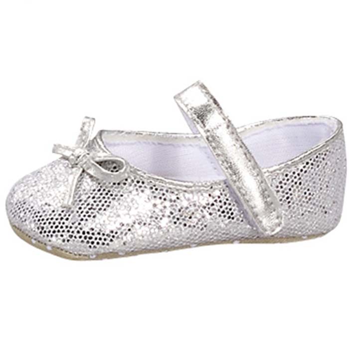 Shop Baby Girl Silver Glitter Fashion Crib Shoes Free Shipping On