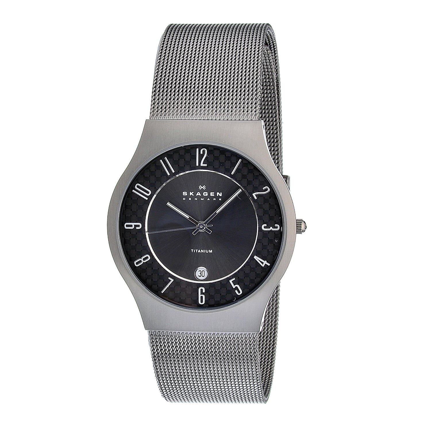 Skagen Mens Black Carbon Fiber and Grey Dial Watch Today 