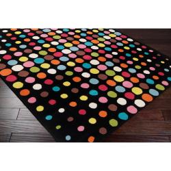 Tepper Jackson Hand tufted Black Contemporary Multi Colored Circles Multi Colored Circles Dream Geometric Wool Rug (8' x 11') Surya 7x9   10x14 Rugs