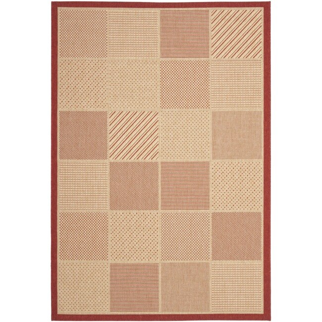 Safavieh Courtyard Beige/ Red Indoor/ Outdoor Rug - 8' x 11'2