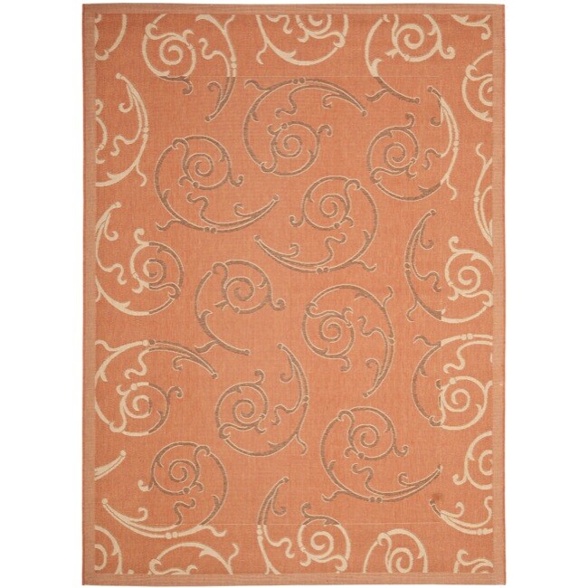 Poolside Terracotta/ Cream Indoor Outdoor Rug (79 X 109)