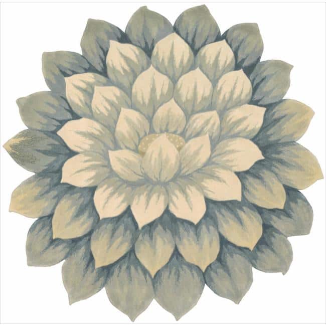 Nourison Hand-tufted Blue Bloom Rug (5' x 5') - 5' Round