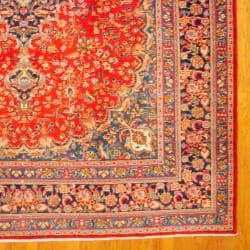 Persian Hand knotted Mashad Red/ Dark Blue Wool Rug (10' x 12'9) 7x9   10x14 Rugs